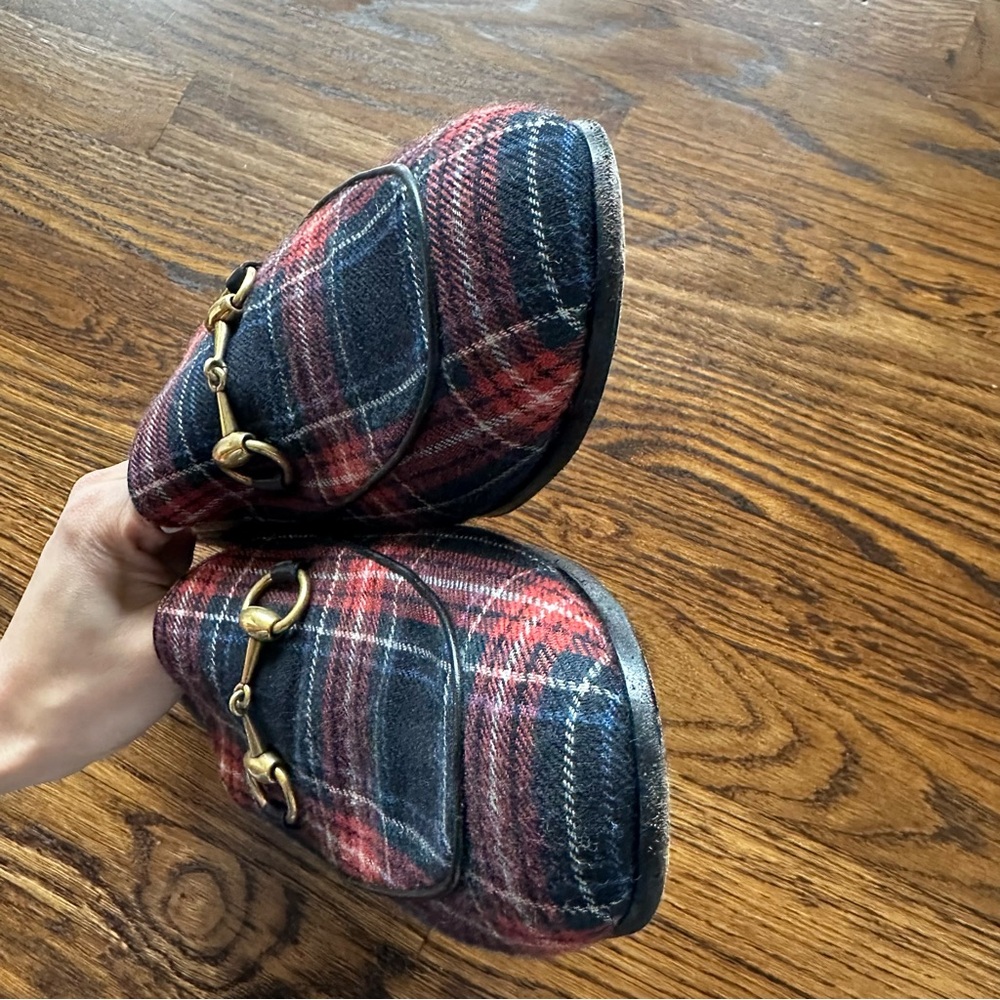 Authentic Men’s Gucci Jordaan Tartan Red & Blue Loafers - Picture 11 of 12